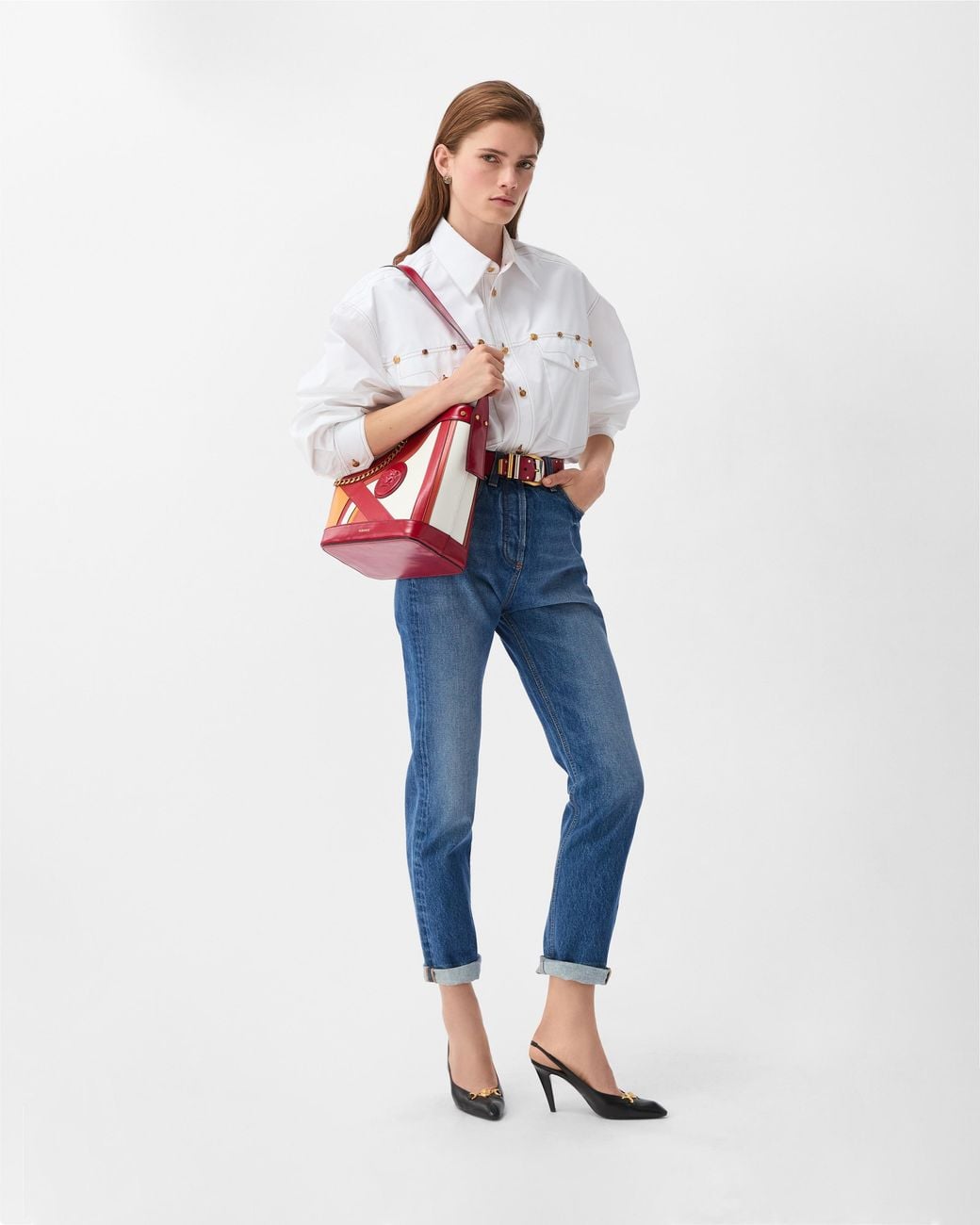 Versace Blue High Waist Straight Jeans