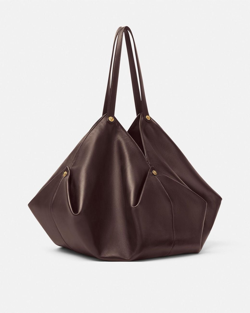 Versace Brown Protea Large Nappa Shoulder Bag