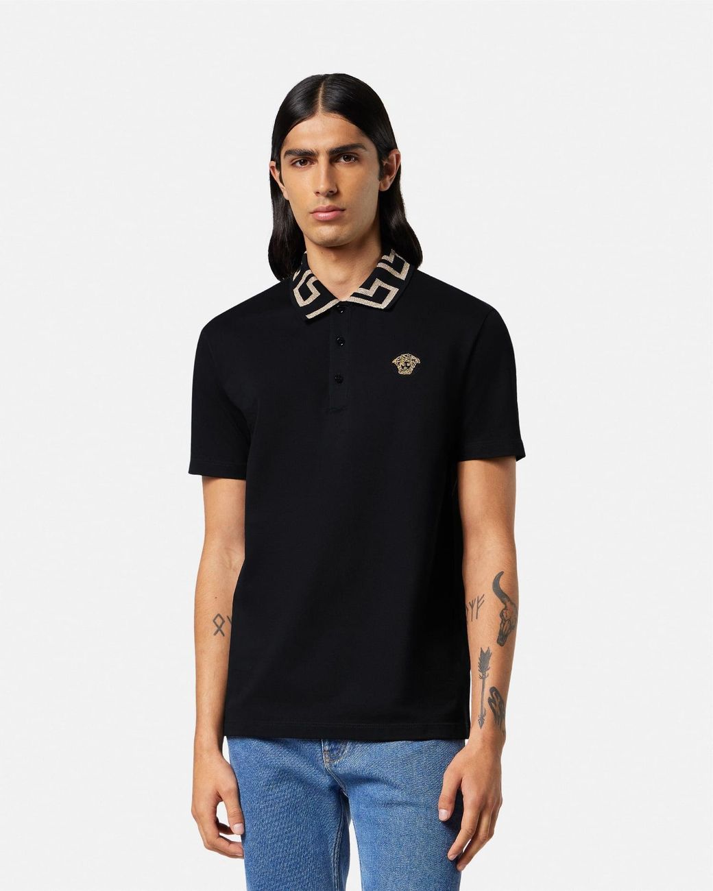 Polo Shirts di Versace in Black da Uomo