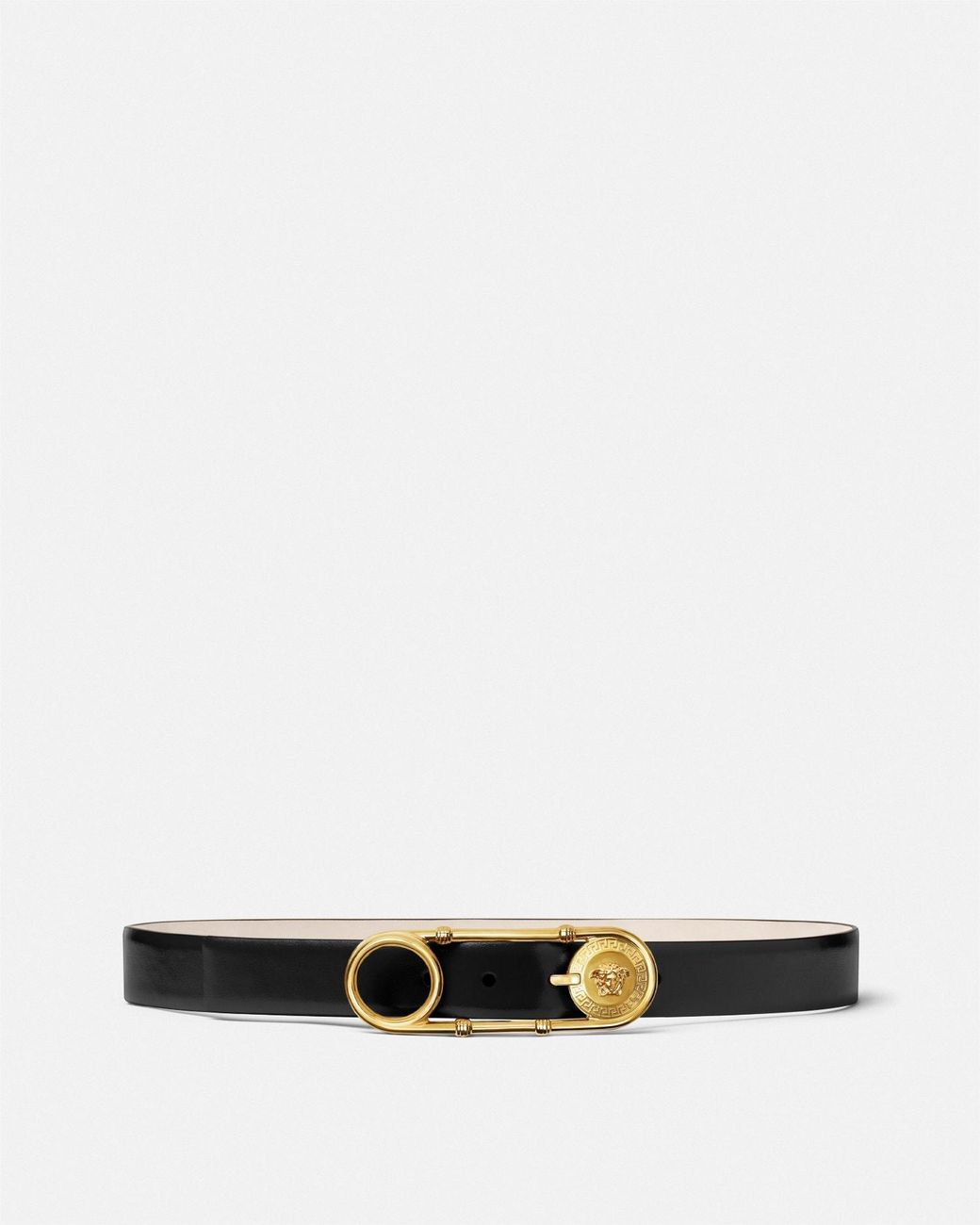 Versace White Safety Pin Leather Belt
