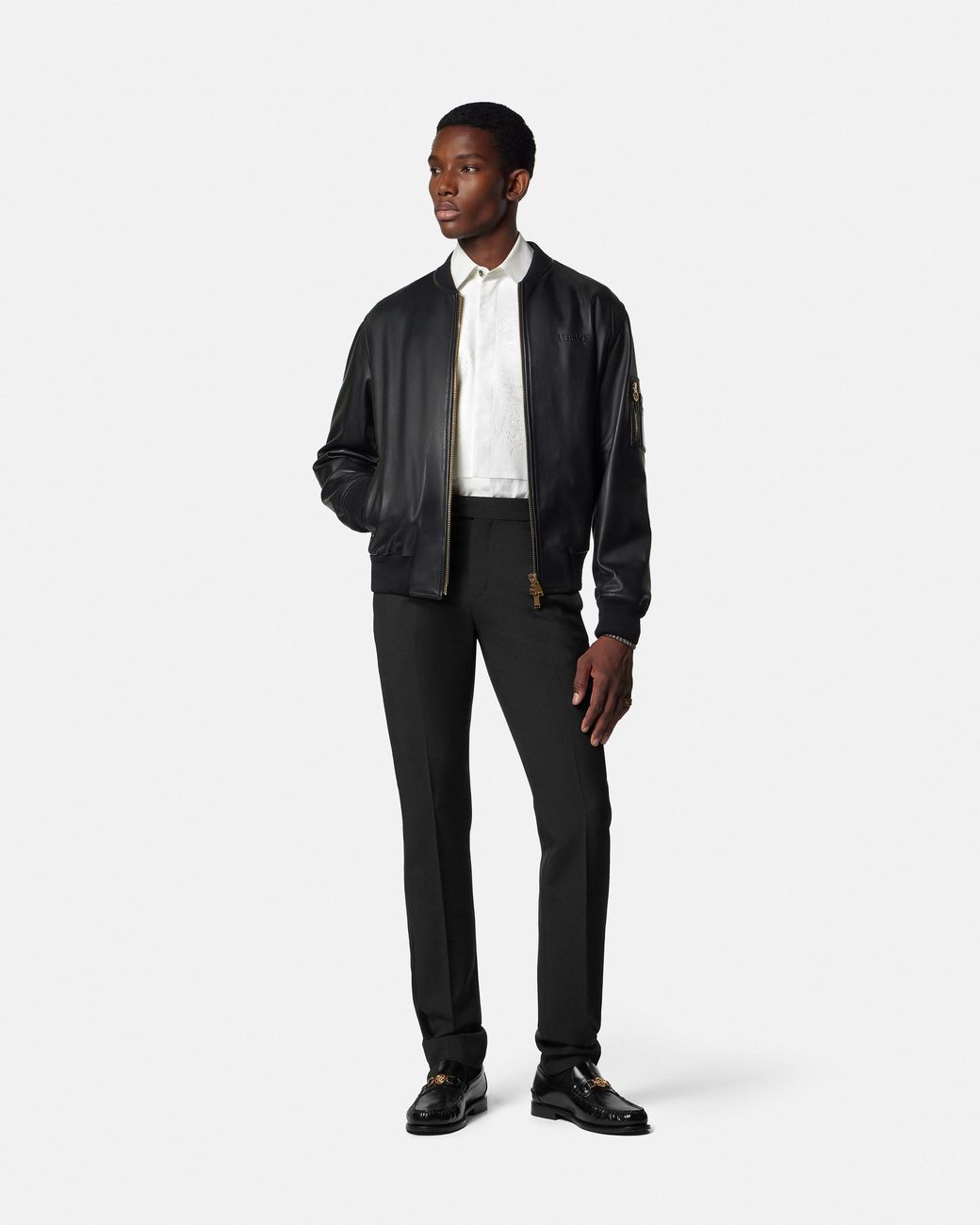 Versace Black Trousers With Silk Details for men