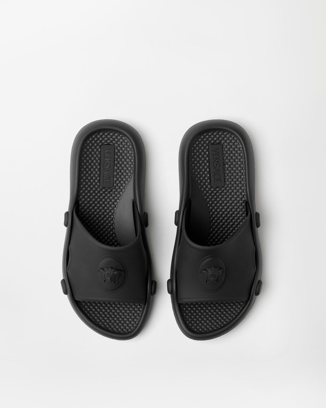 Versace White Nettuno Rubber Slides