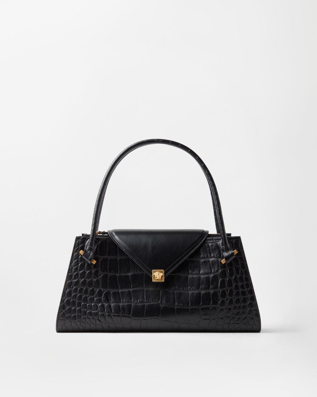 Versace Black Severine Croc-Effect Leather Shoulder Bag