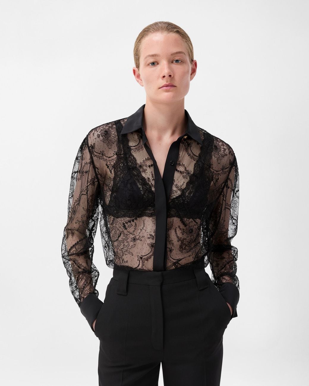 Versace Black Viscose Lace Shirt
