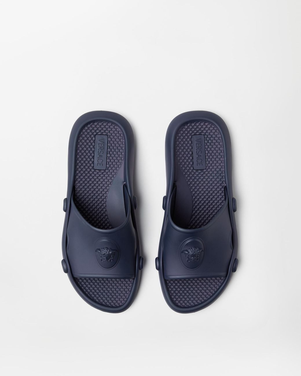 Versace Blue Nettuno Rubber Slides for men