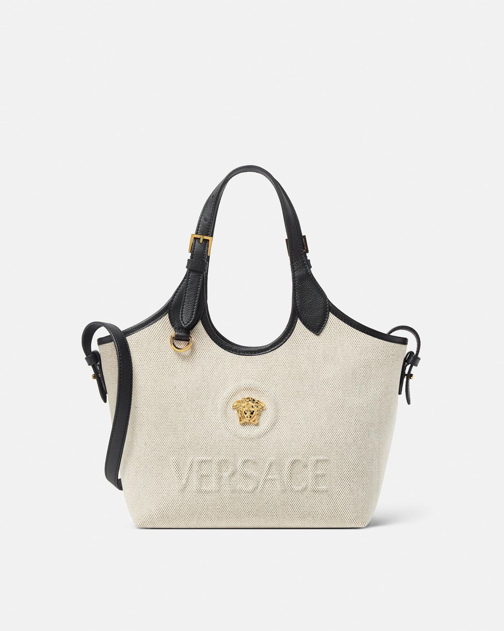 Versace Natural La Medusa Canvas Mini Tote