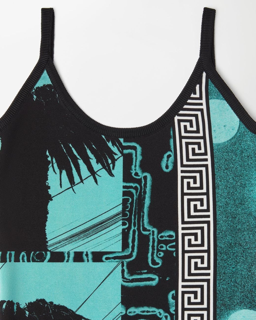 Versace Blue Printed Knit Viscose Mini Dress