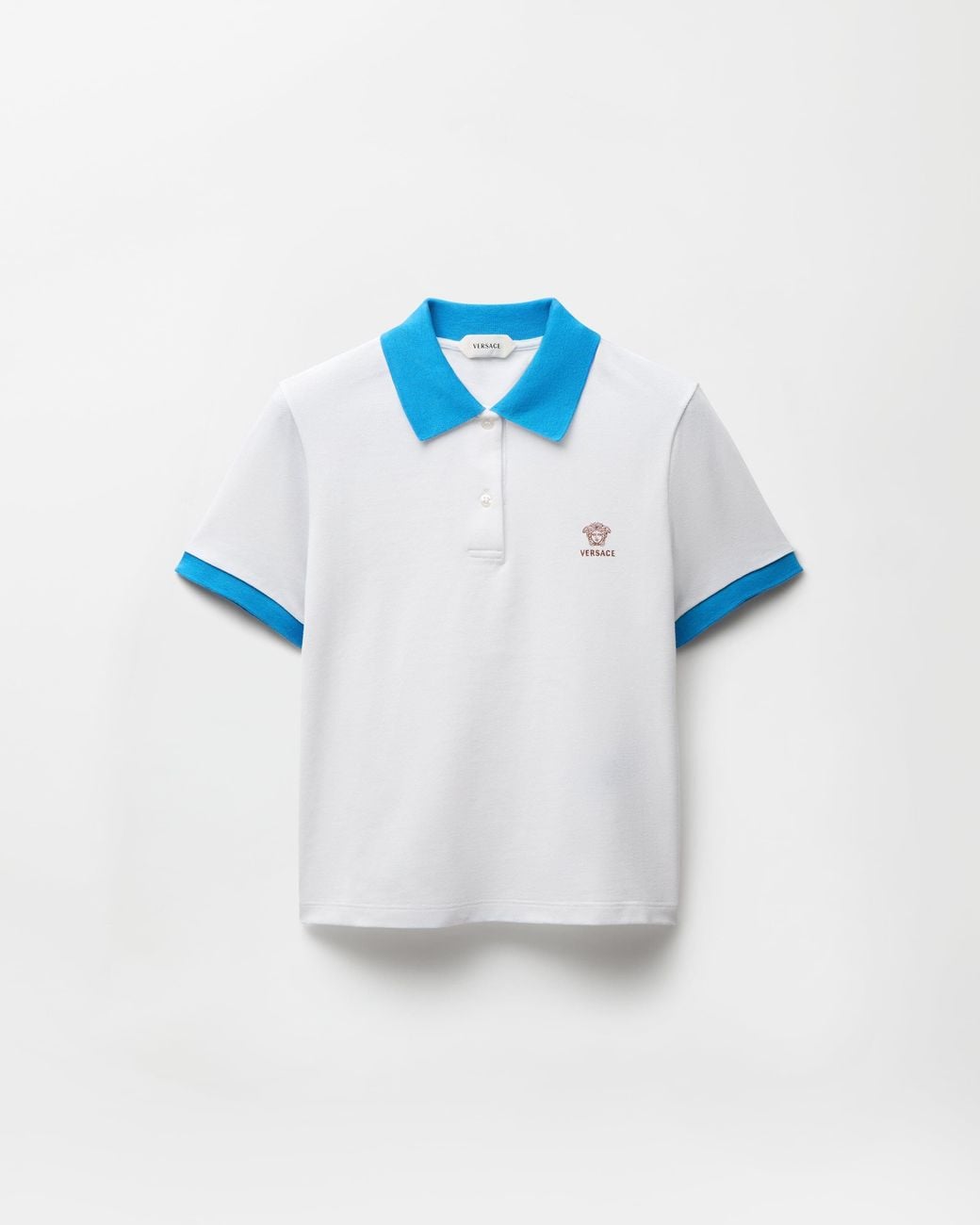Versace Blue Embroidered Cotton Piqué Polo