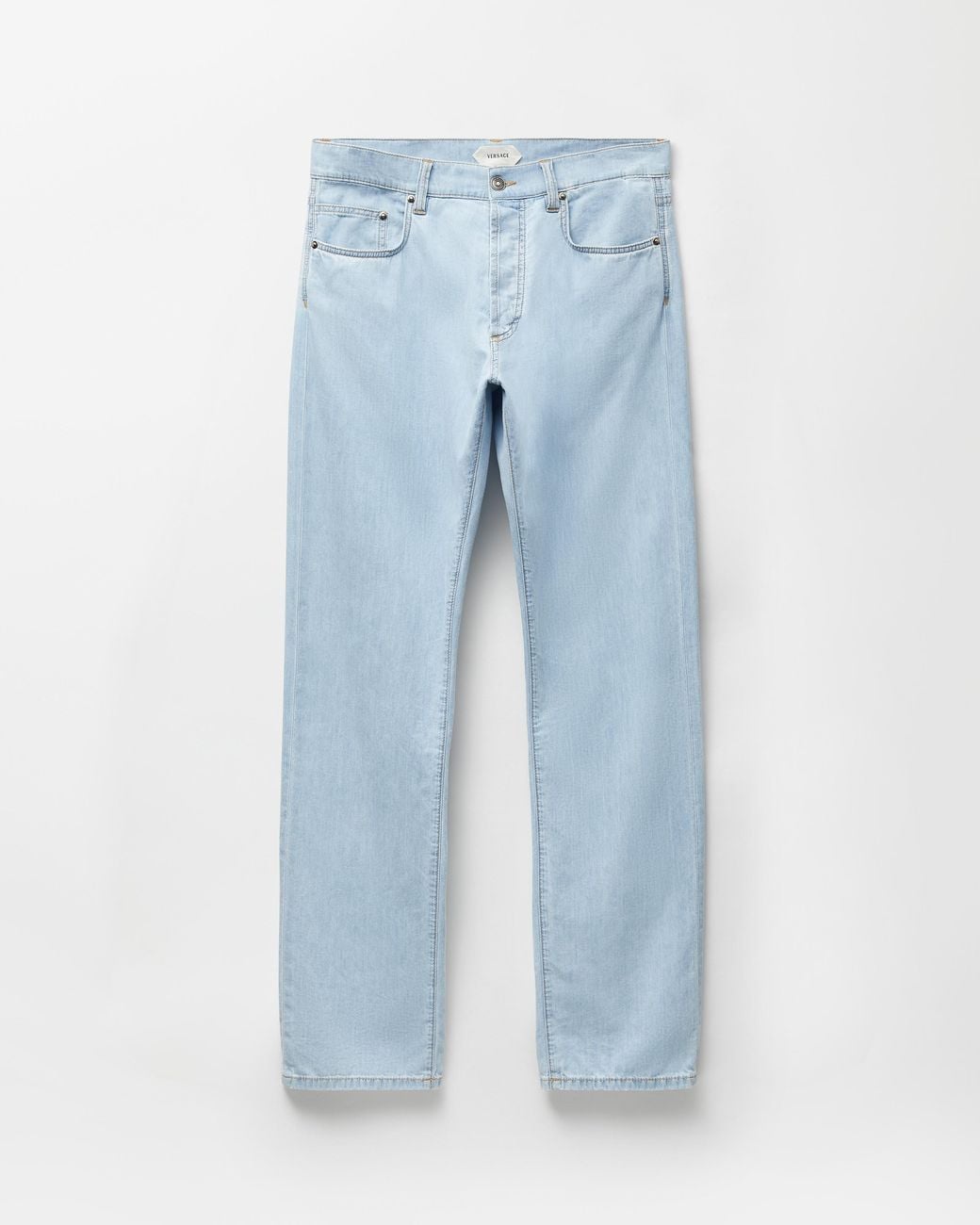 Versace Blue Straight Chambray Jeans for men