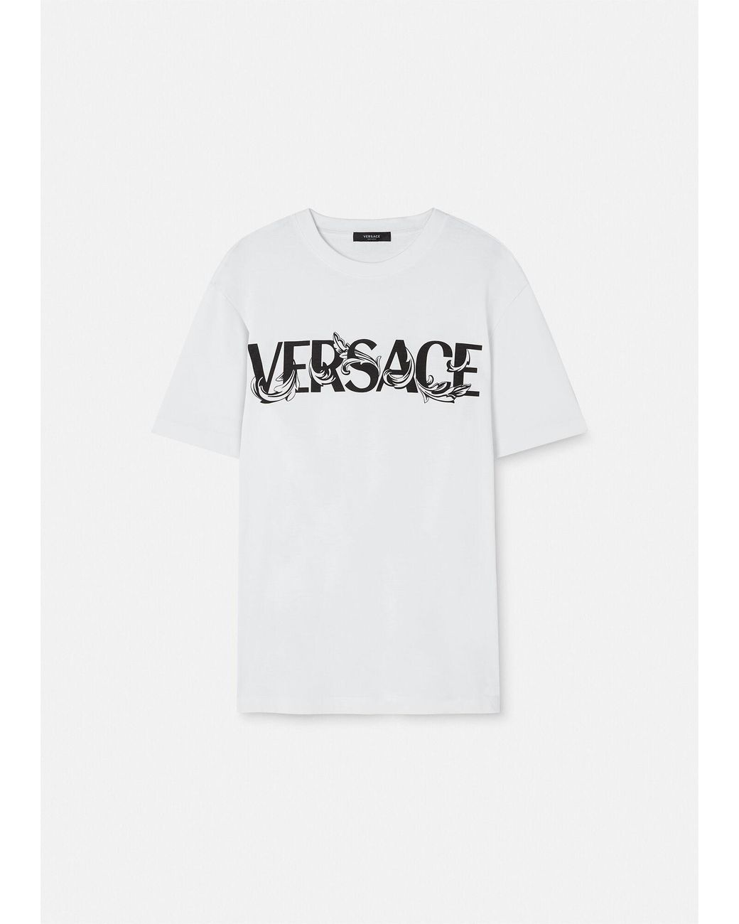 Versace Cotton Barocco Silhouette Logo T-shirt in White for Men | Lyst