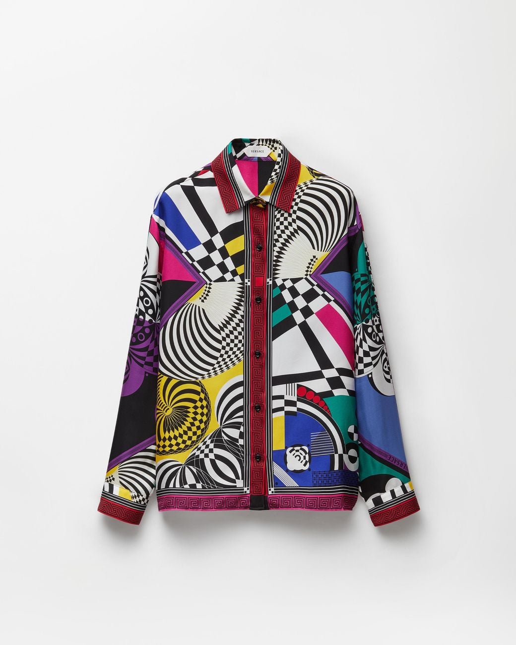 Versace White Printed Silk Twill Shirt