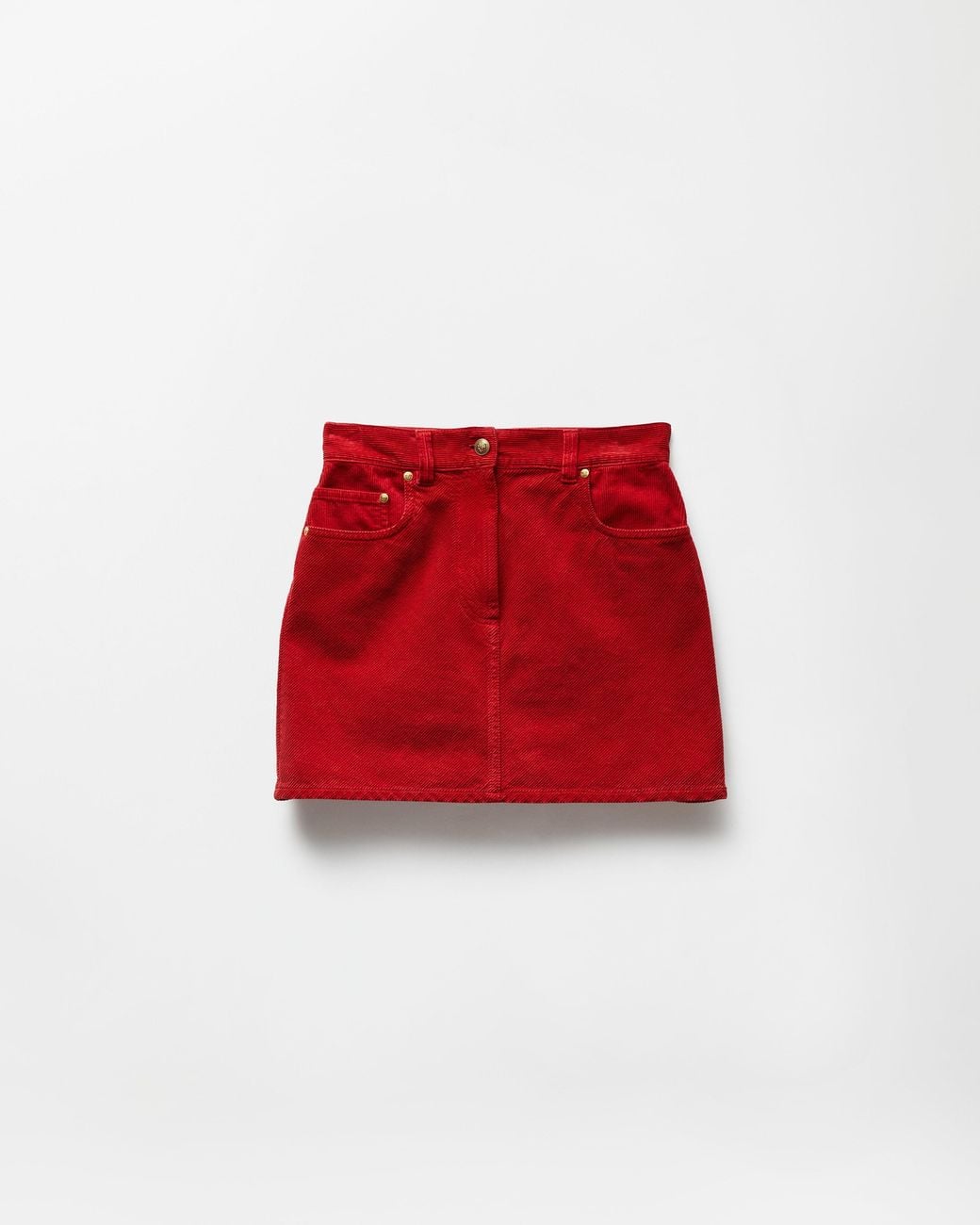 Versace Red Corduroy Velvet Mini Skirt
