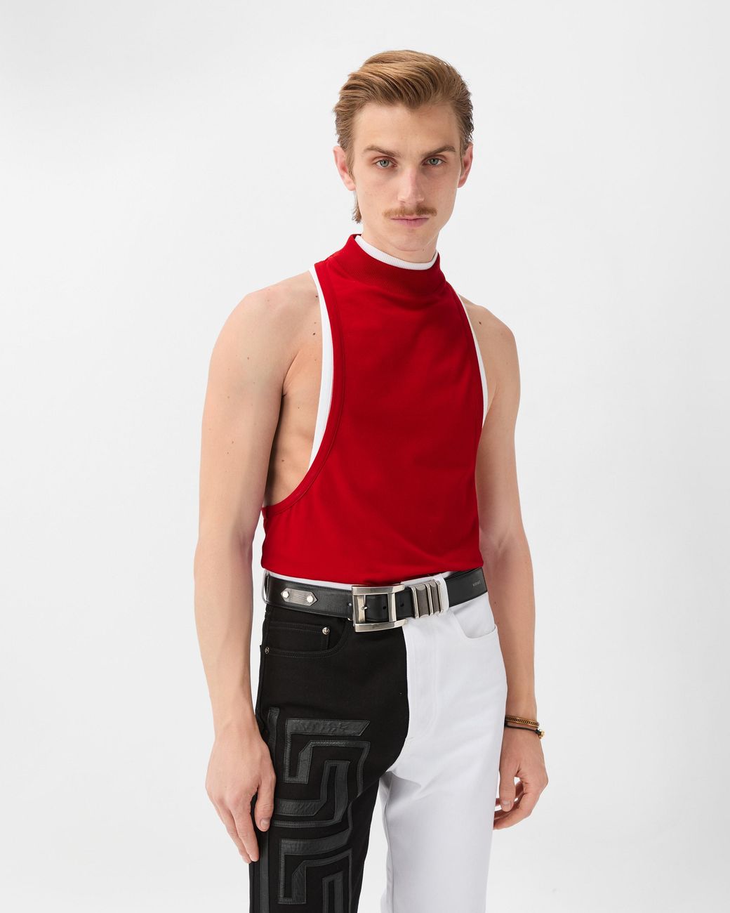 Versace Embroidered-Logo Stretch Cotton-Jersey Tank Top for men