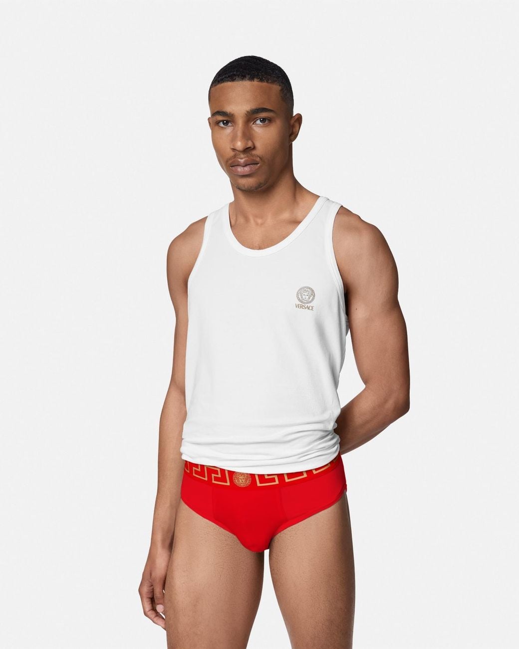 Versace Slip Mit Greca-Bund in Red für Herren