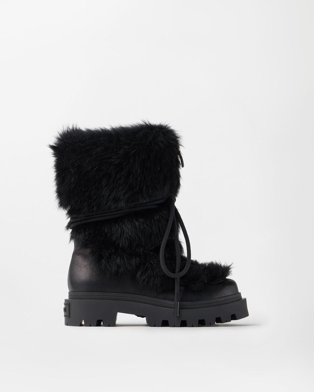 Versace Black Vega Shearling & Nappa Boots