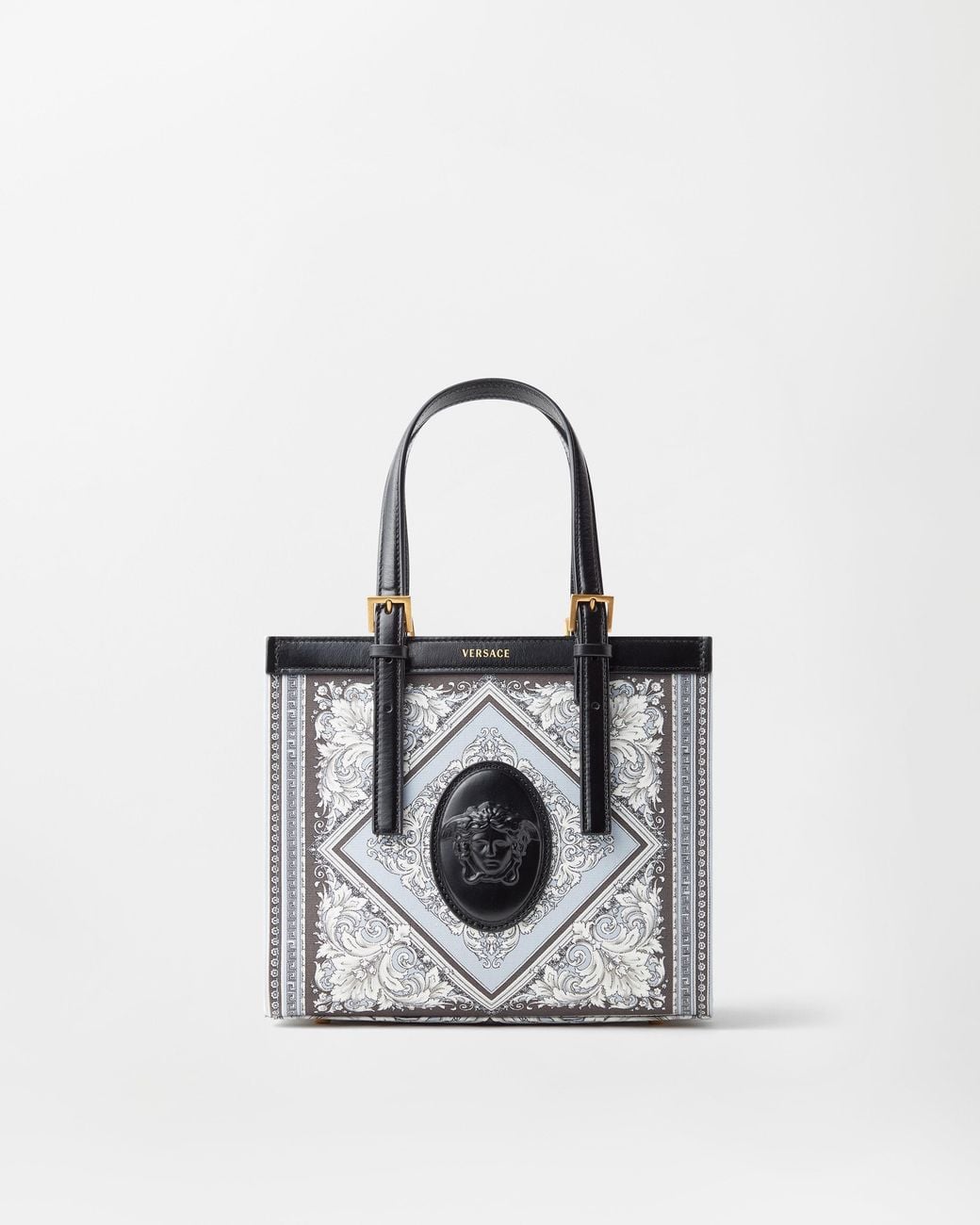 Versace White Rivière Printed Mini Canvas Tote