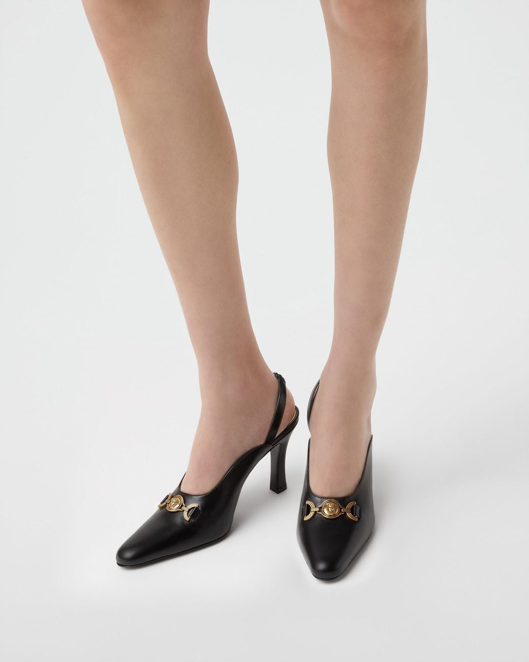 Versace White Marisa Leather Slingbacks 90 Mm