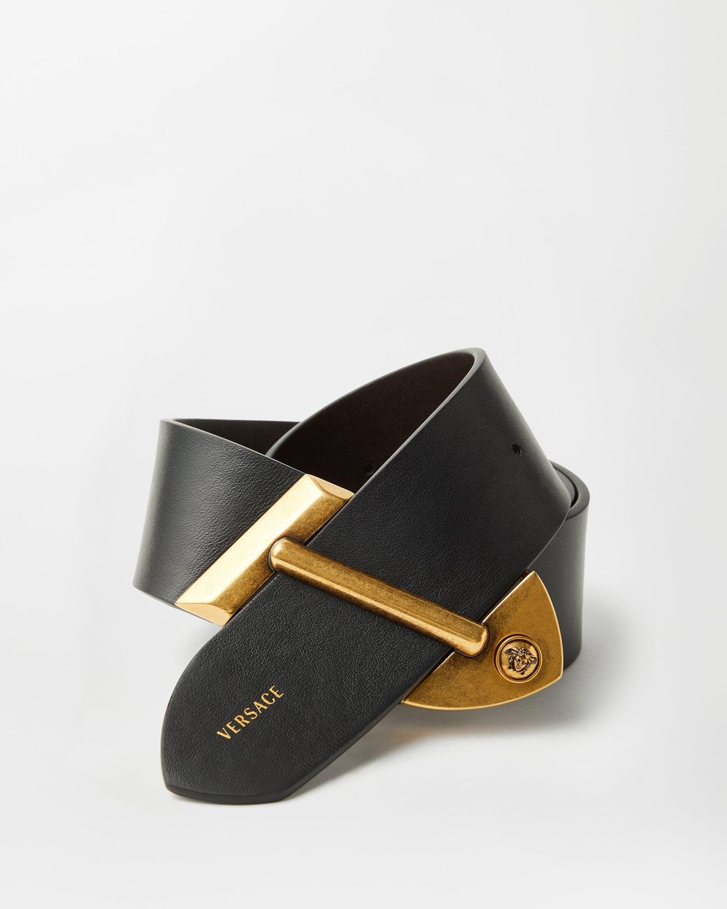 Versace Black Leather Belt 5 Cm