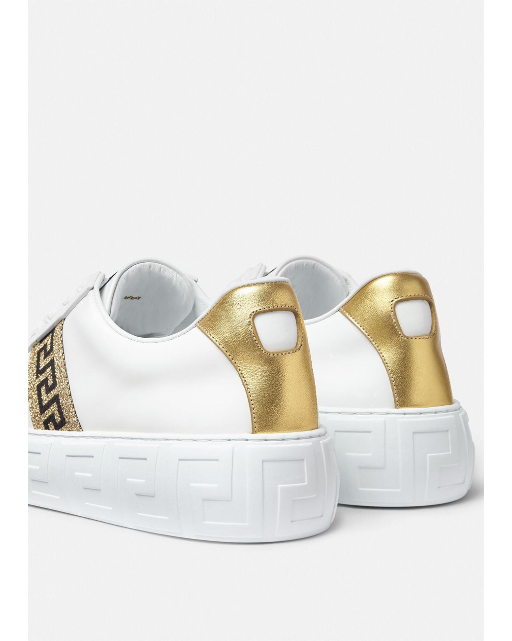 Versace Leather Greca Sneakers in White+Print (White) for Men | Lyst