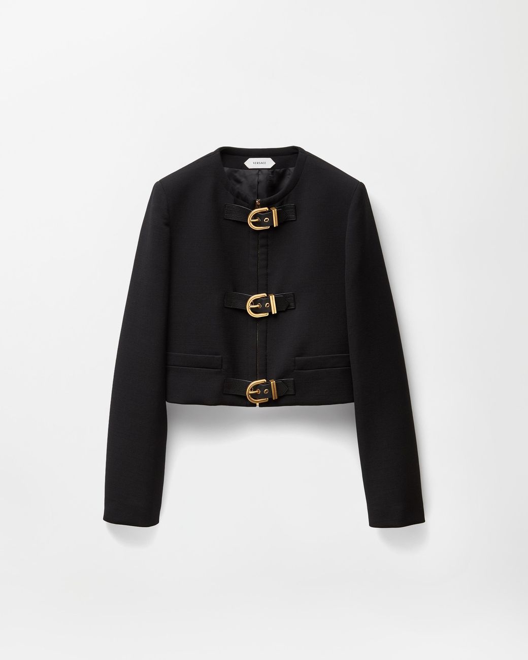 Versace Black Natté Wool Crop Jacket