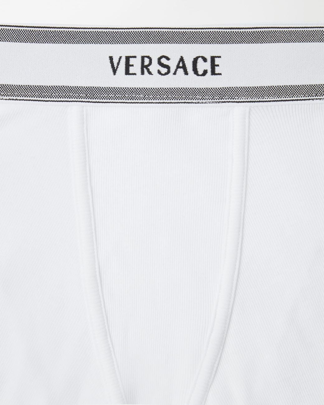Versace White Ribbed Cotton-Jersey Trunks