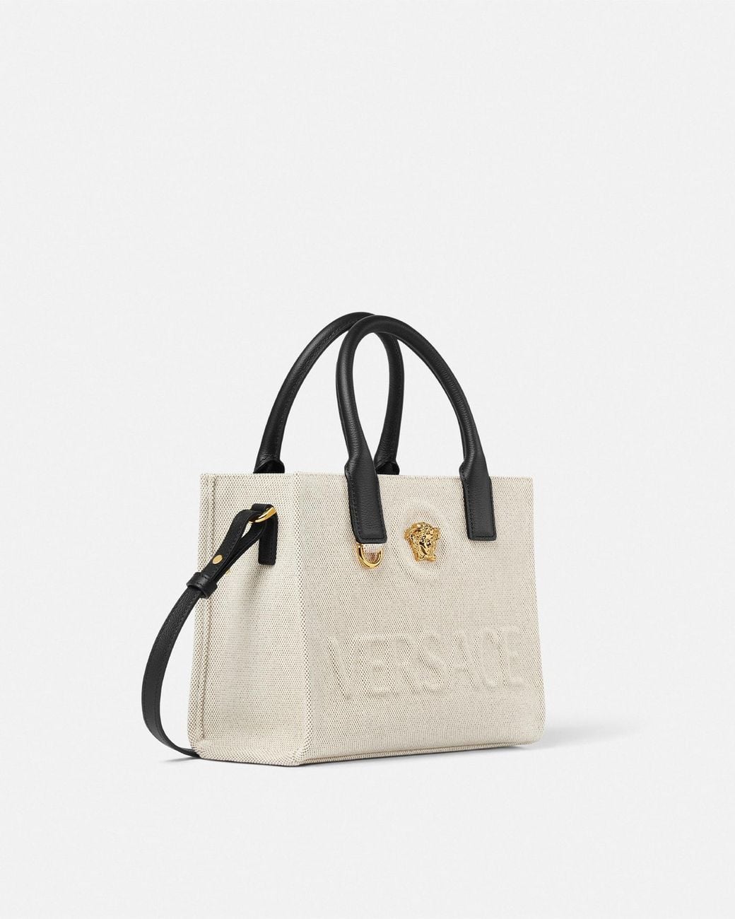 Versace Natural La Medusa Mini Canvas Tote
