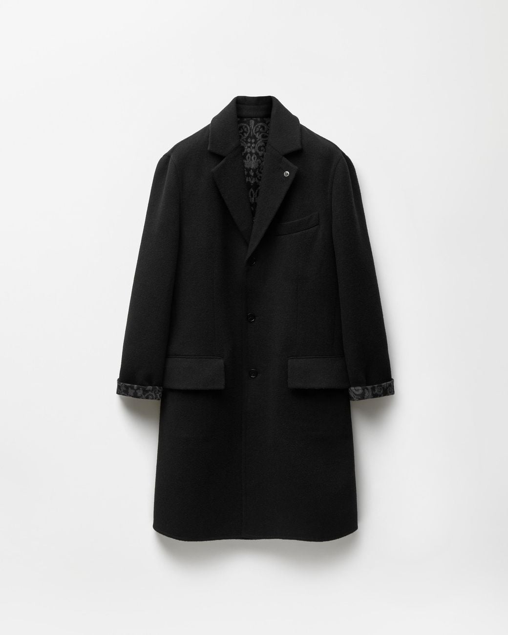 Versace Black Double Wool & Cashmere Coat for men