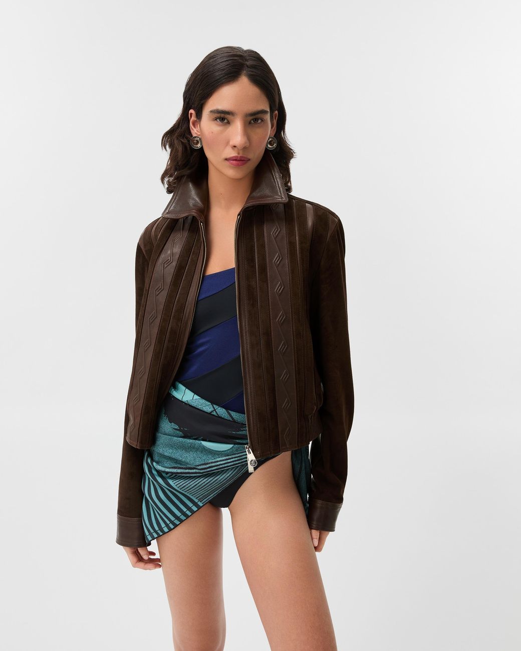 Versace Brown Nappa & Suede Blouson