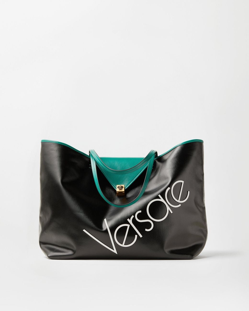 Versace Black Severine Large Coated Canvas Tote