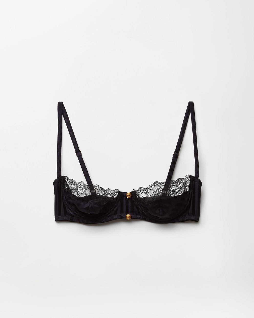 Versace Black Lace-Trim Jacquard Silk Bralette