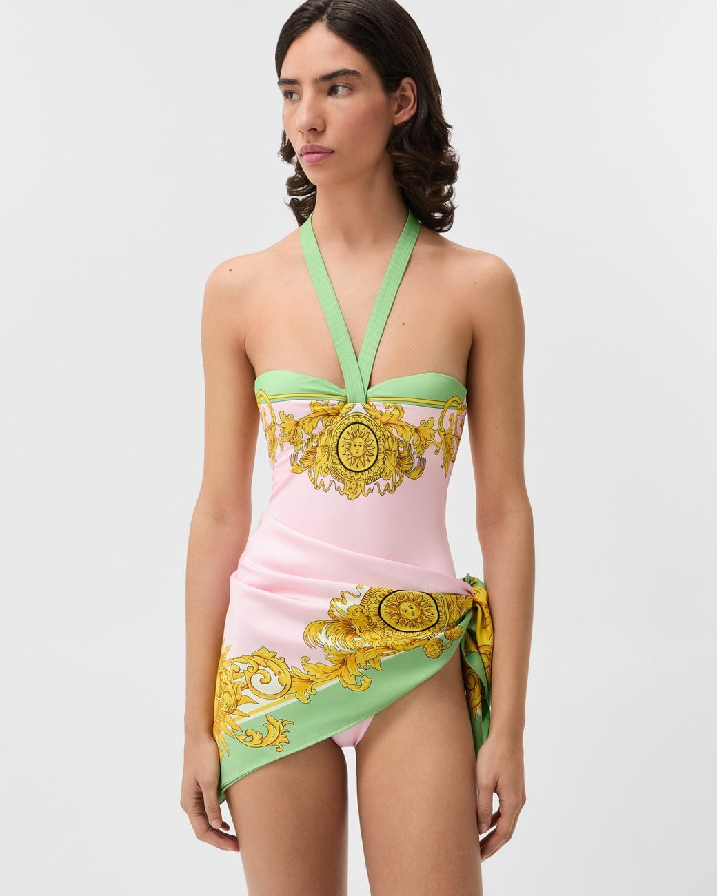 Versace Green Printed One-Piece Swimsuit