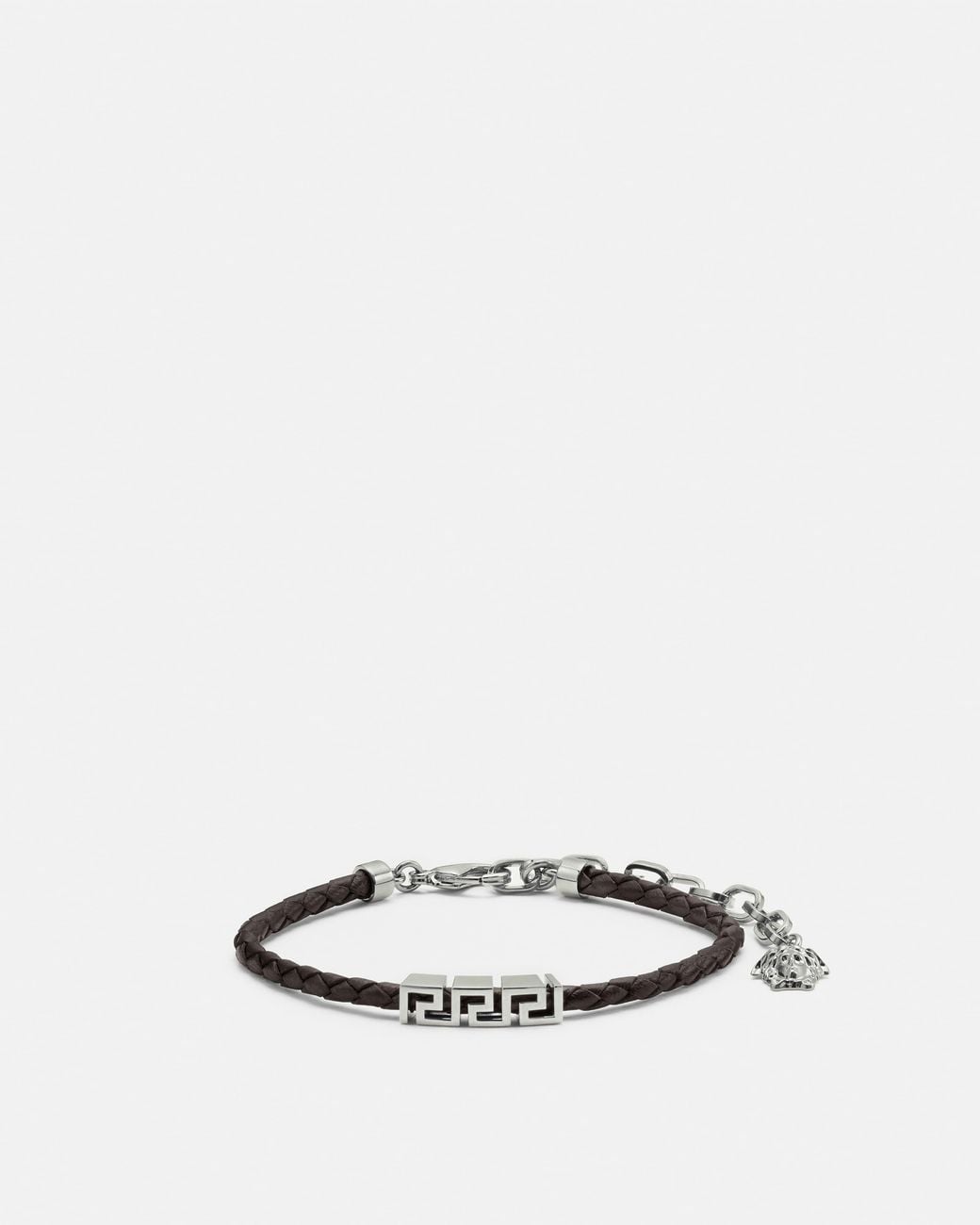 Versace White Greca Leather Bracelet for men