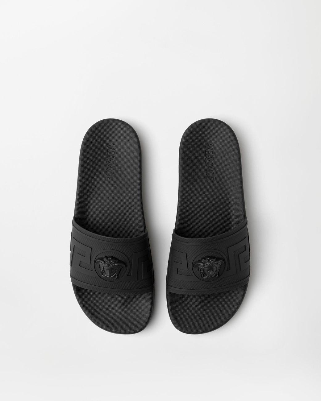 Versace White La Medusa Rubber Sliders for men