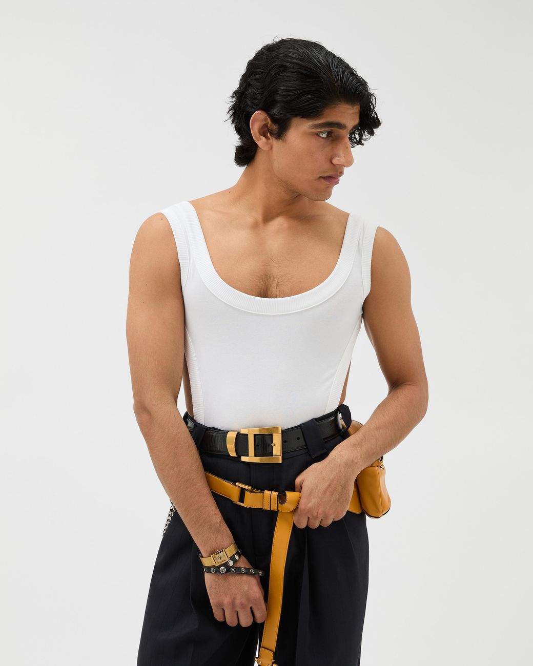 Versace White Embroidered Cotton-Jersey Bodysuit for men