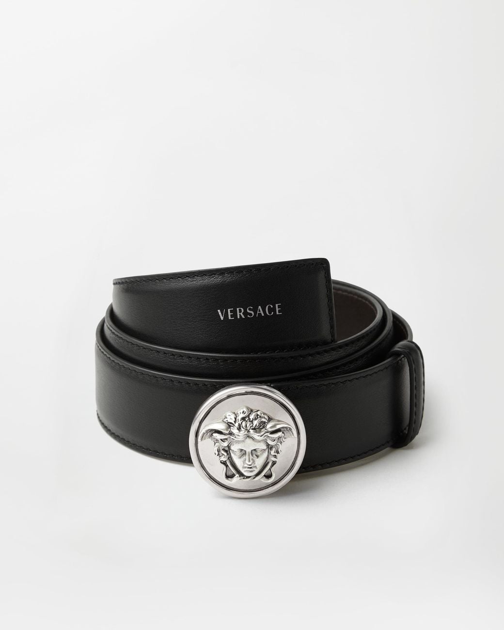 Versace Black Leather Belt 3.5 Cm for men