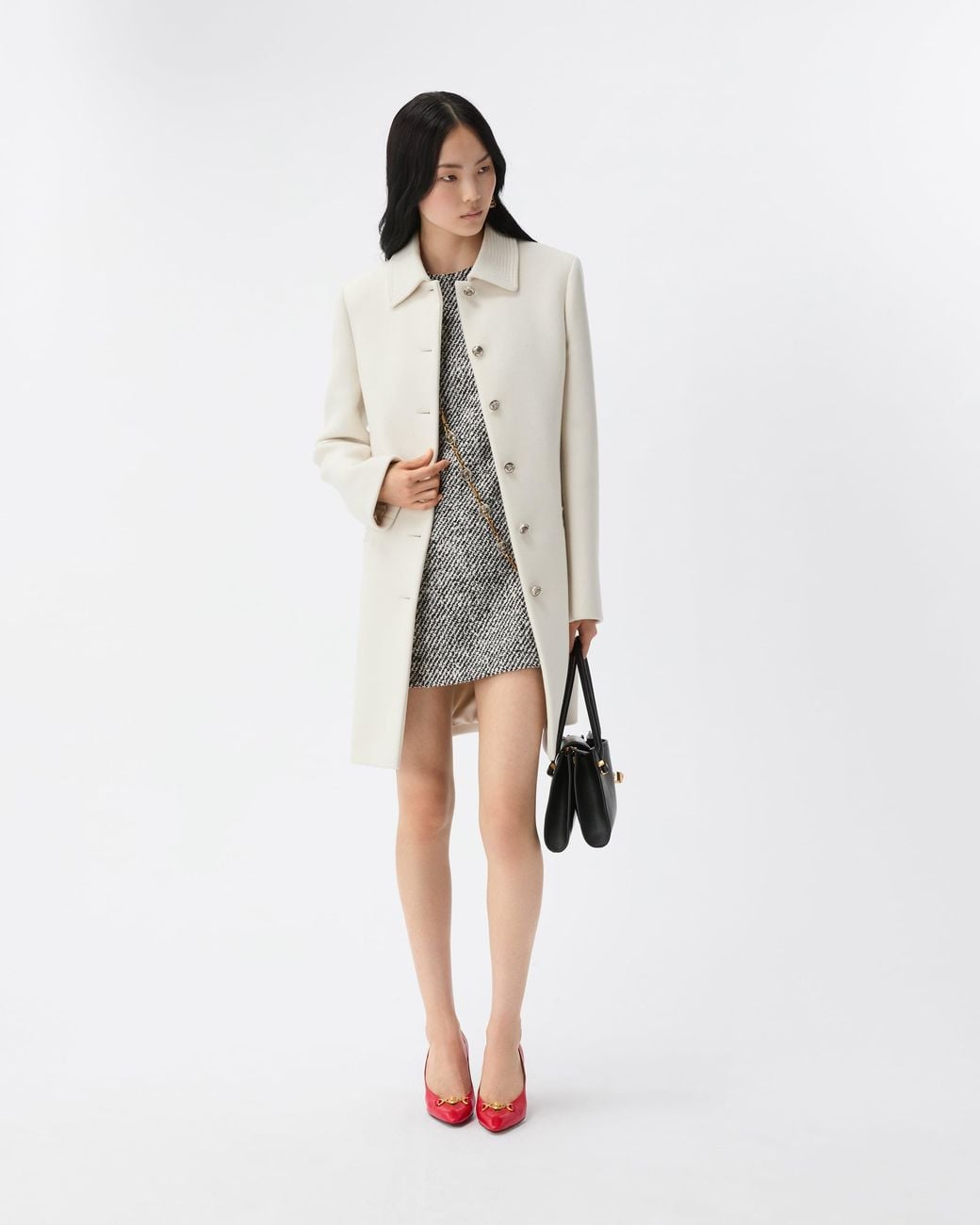 Versace White Double-Wool Coat
