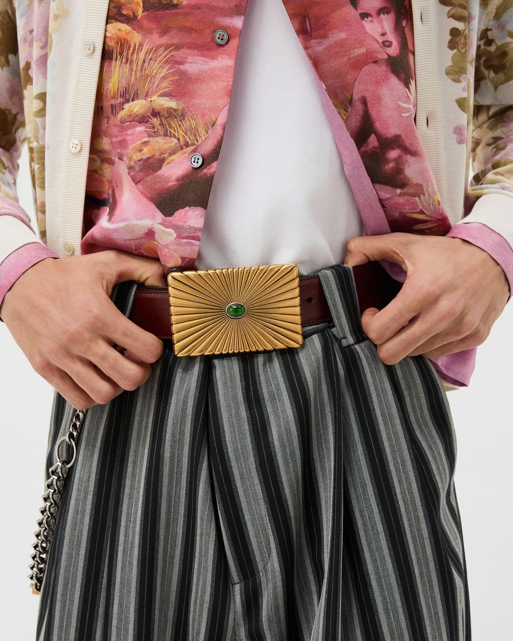 Versace Metallic Leather Belt 4 Cm for men
