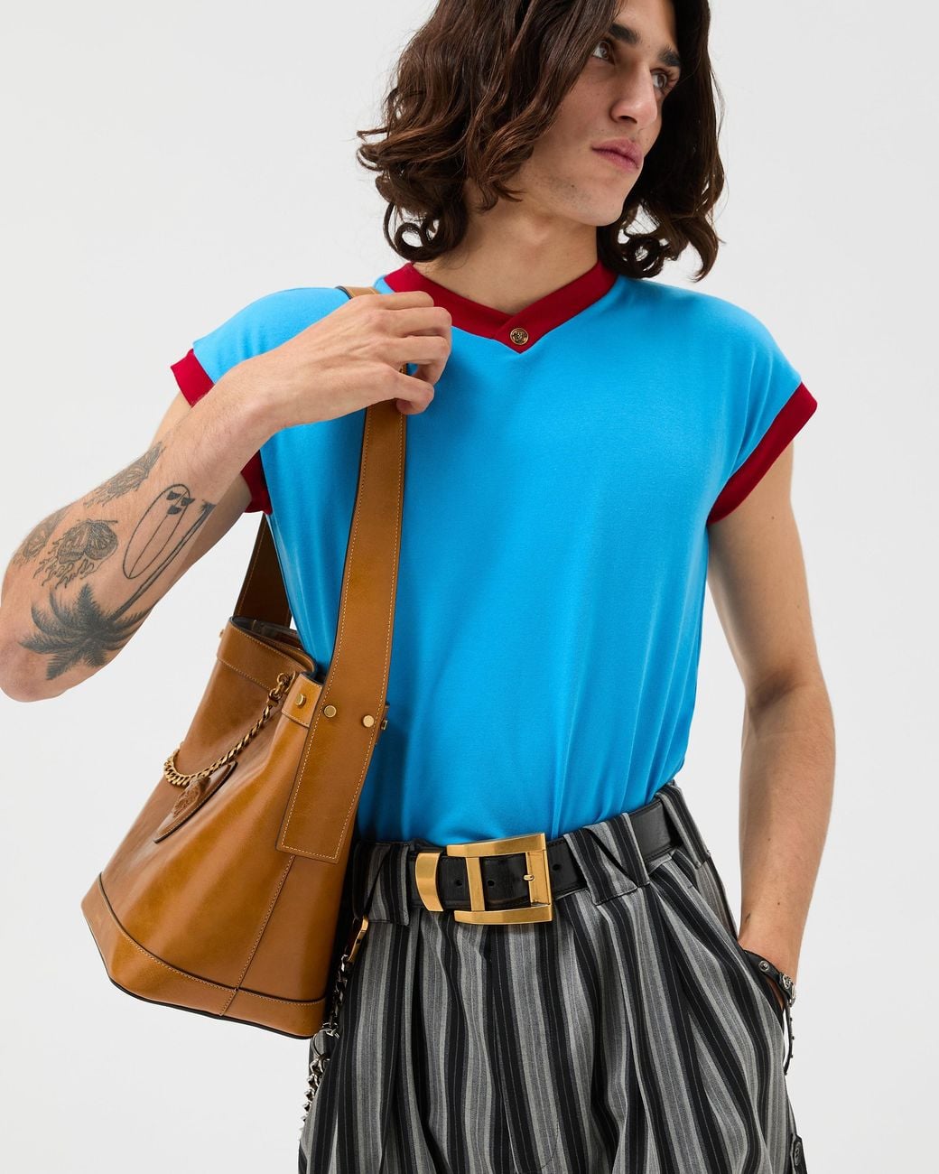 Versace Blue Stretch Cotton-Jersey Slim T-Shirt for men