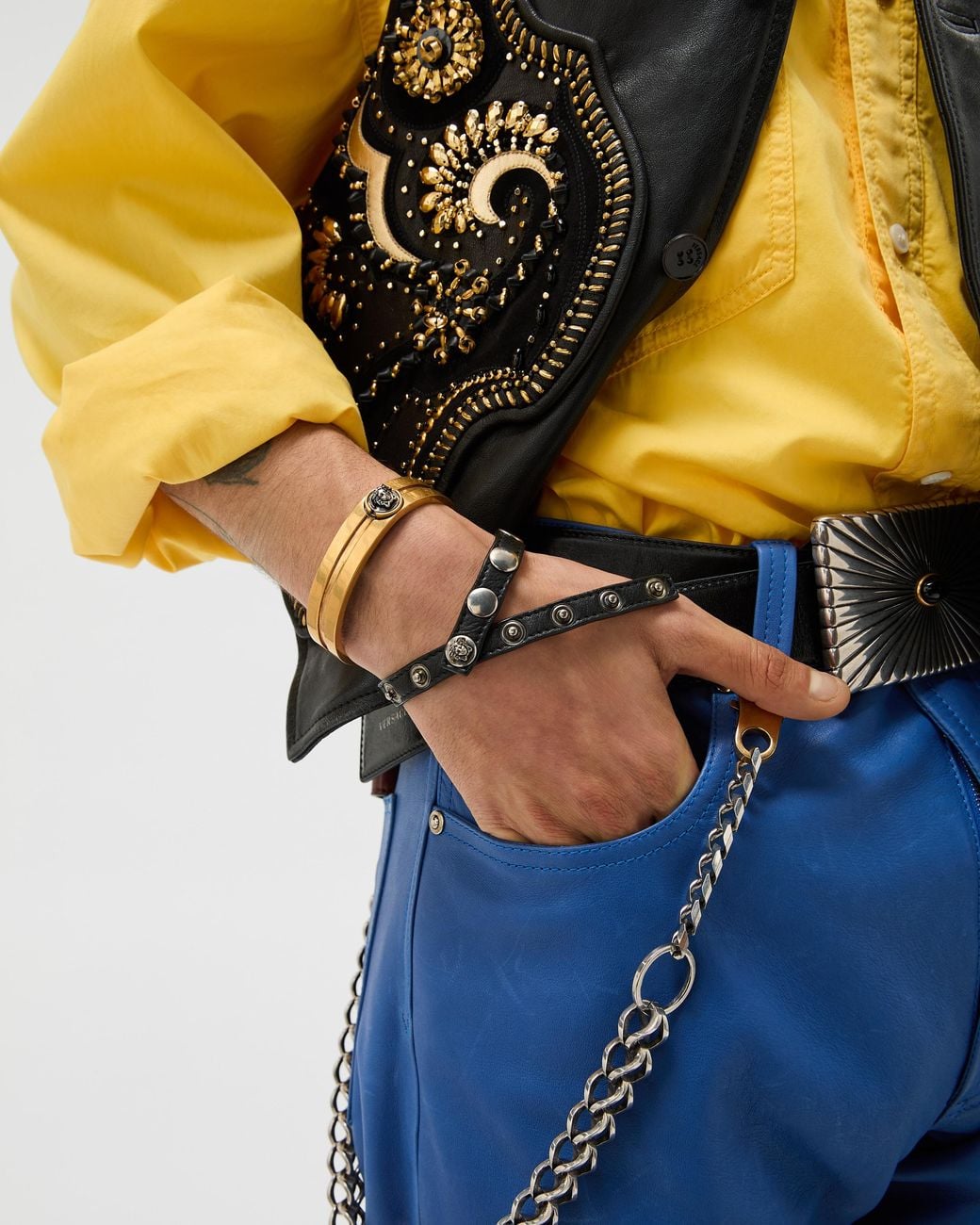 Versace Metallic Sigillo Cuff Bracelet for men