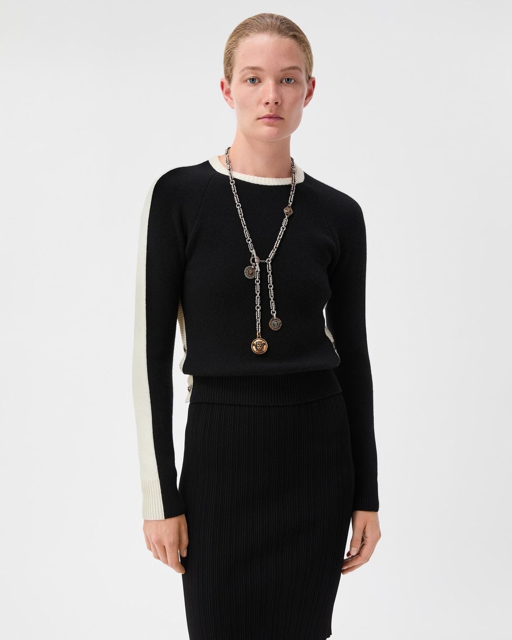 Versace Black Crewneck Wool & Cashmere Sweater