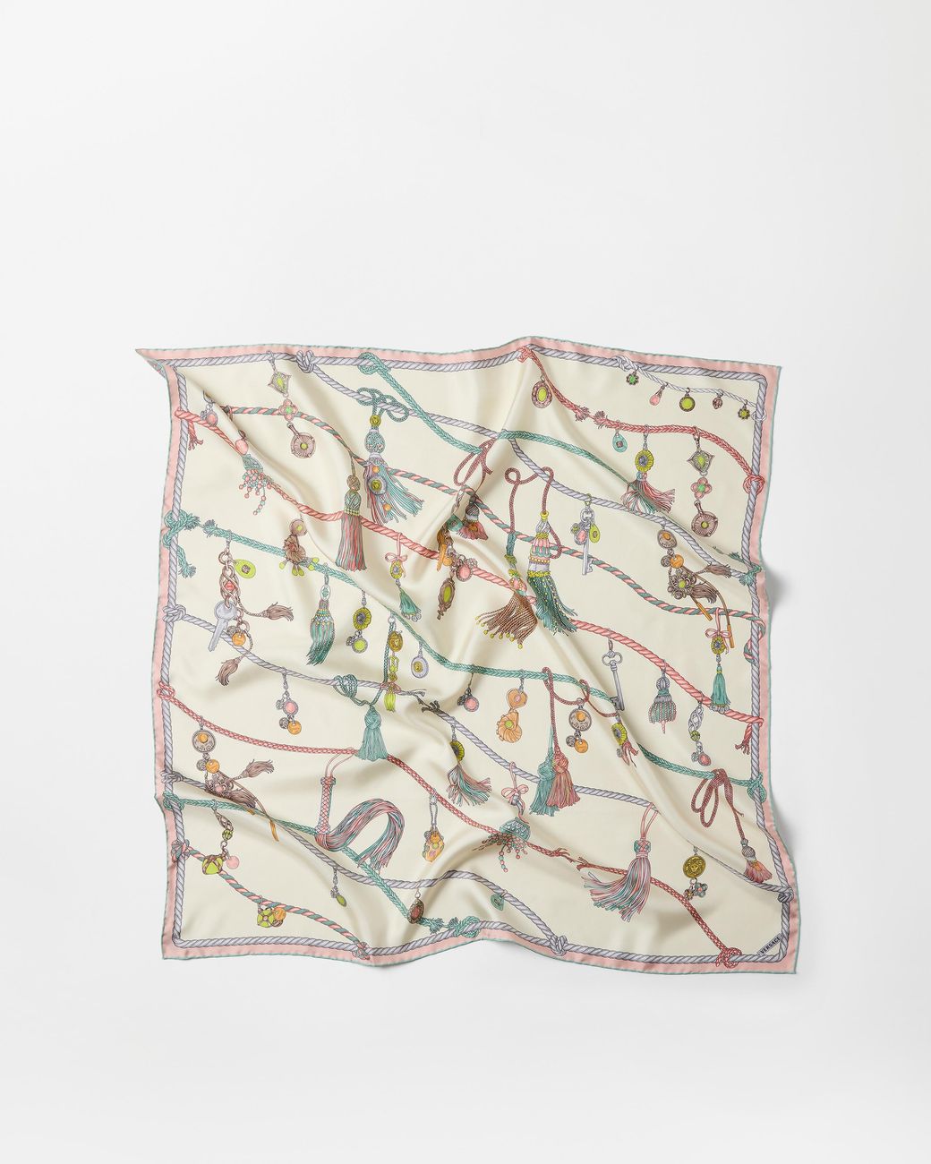 Versace Natural Printed Silk Twill Scarf 90 Cm