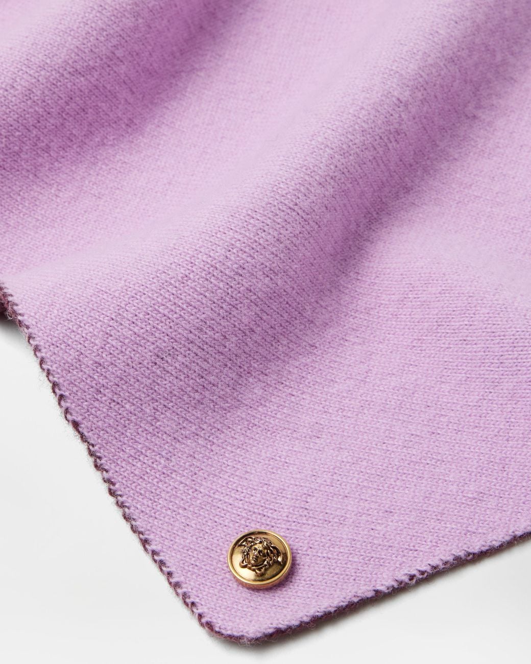 Versace Purple Wool & Cashmere Knit Scarf