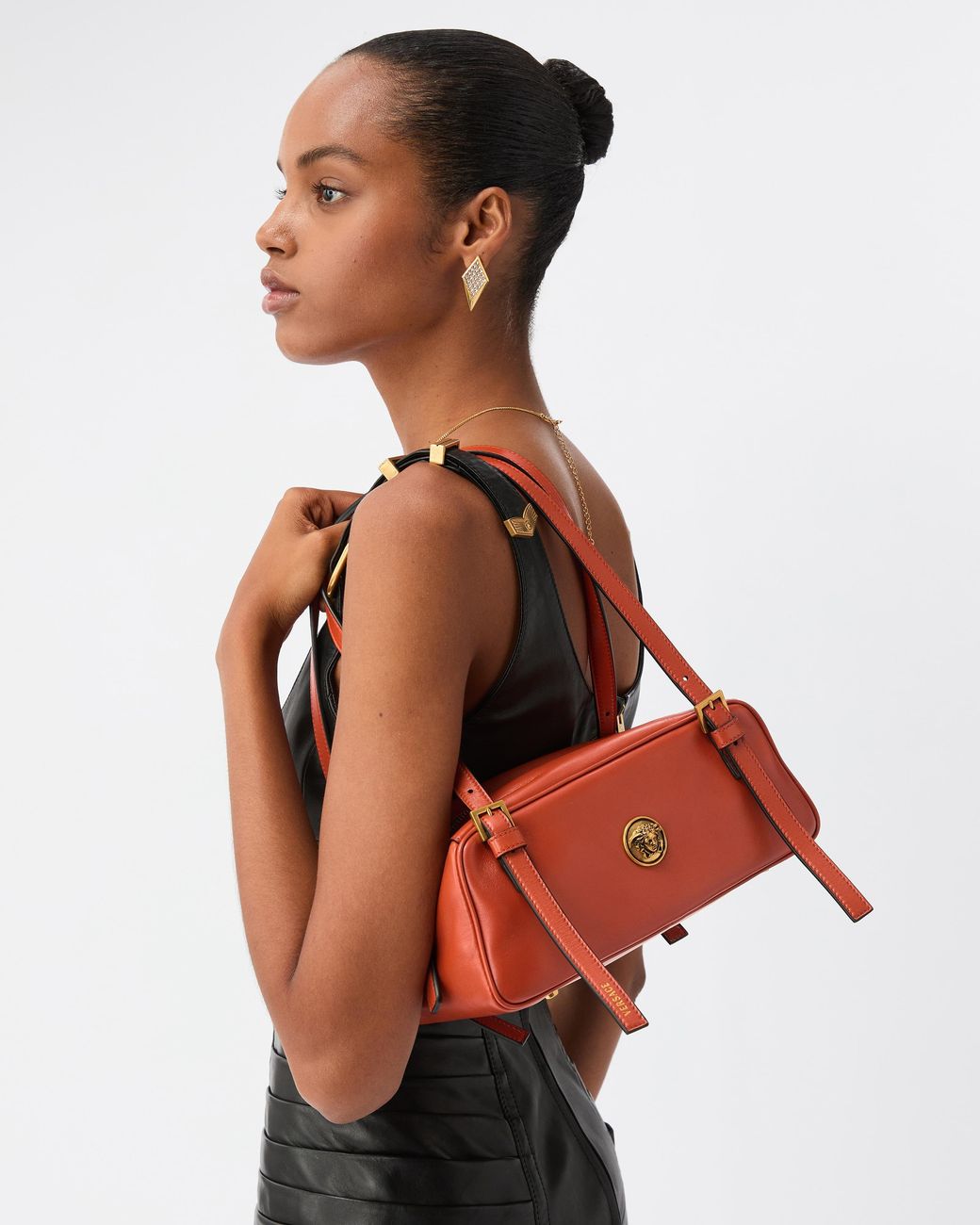 Versace Red Emblème Nappa Bowling Bag