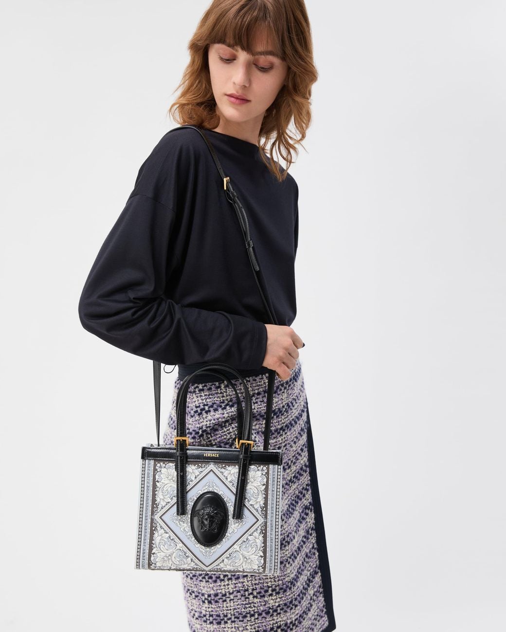 Versace White Rivière Printed Mini Canvas Tote