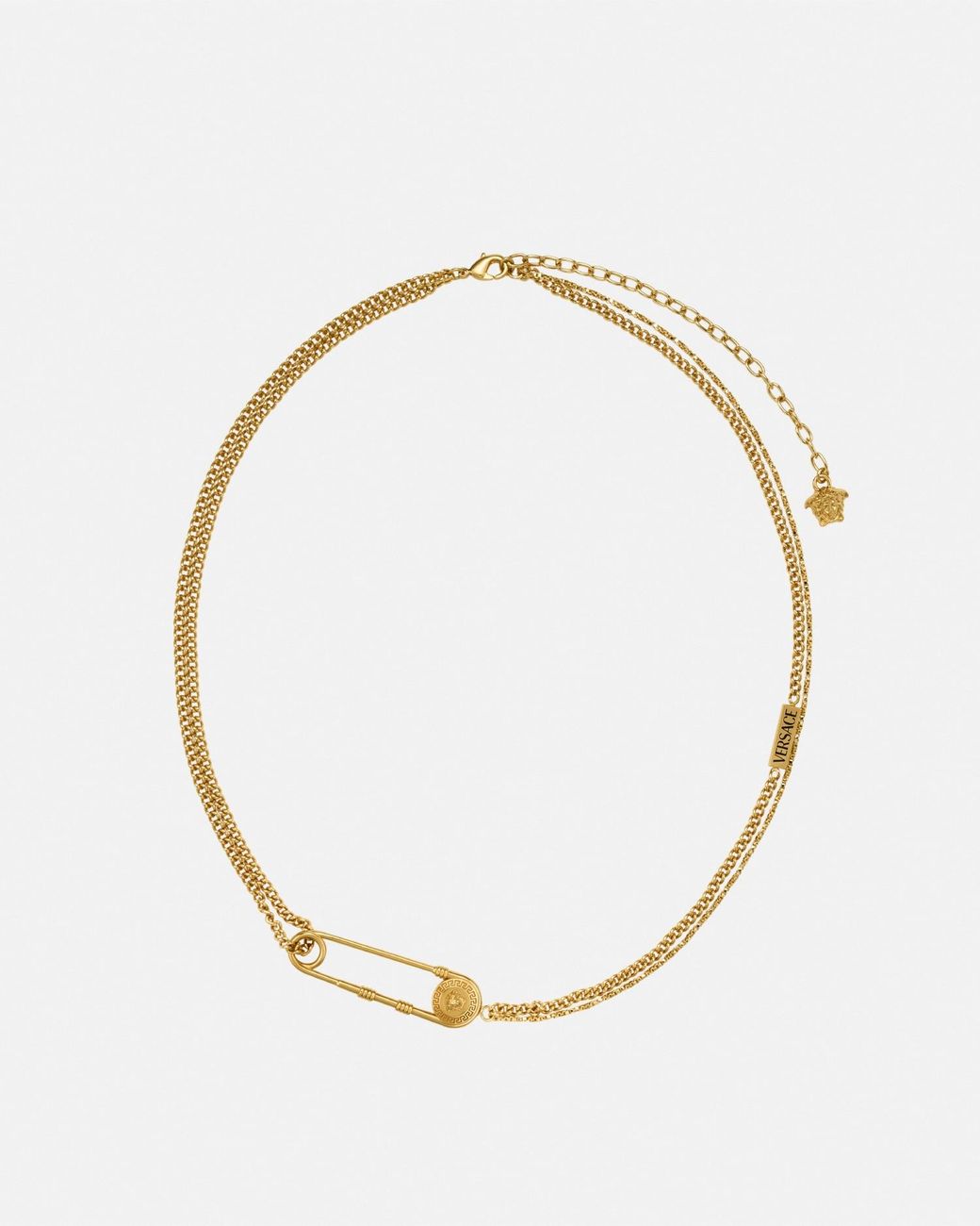 Versace Metallic Safety Pin Necklace
