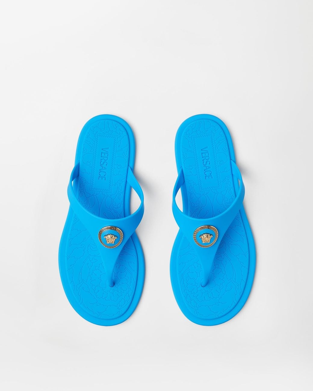Versace Blue Alia Rubber Flat Sandals