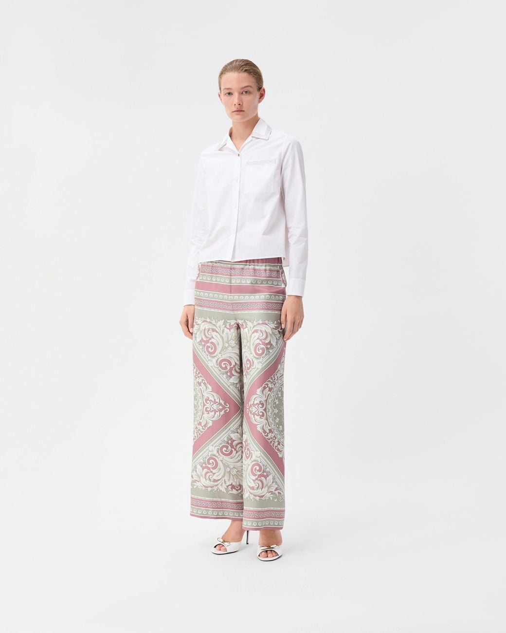 Versace Multicolor Printed Silk Twill Pajama-Style Pants