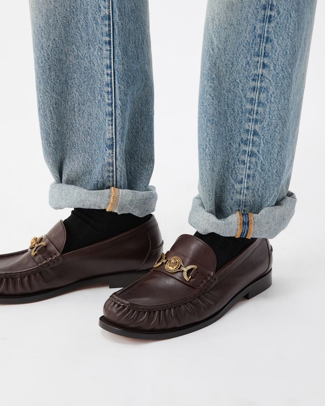 Versace White Adrian Leather Loafers for men