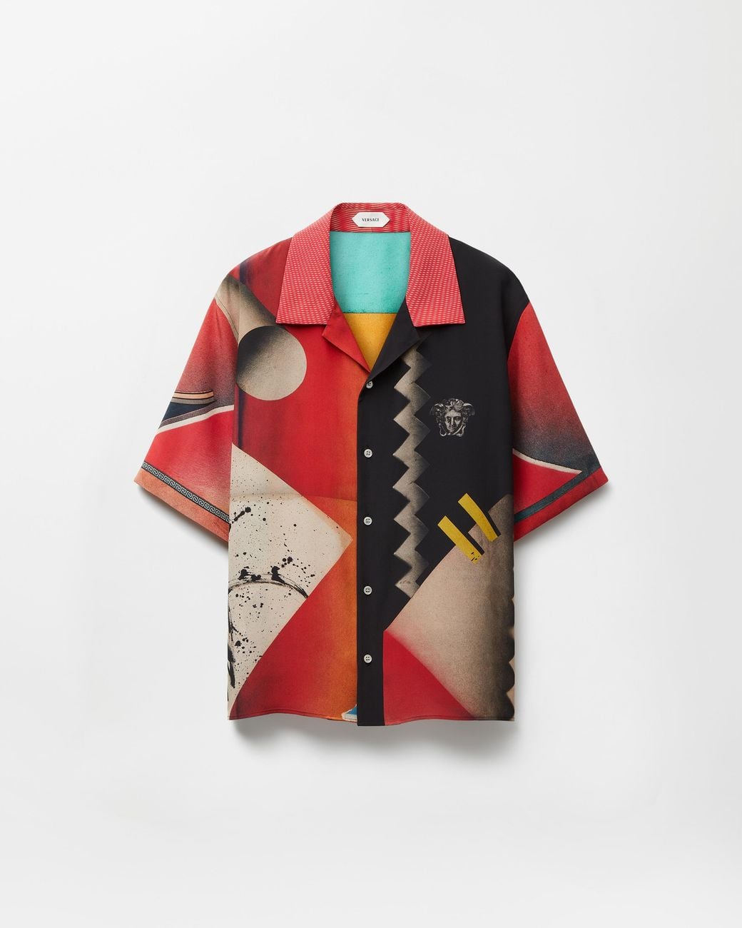 Versace Red Printed Crêpe De Chine Silk Shirt for men