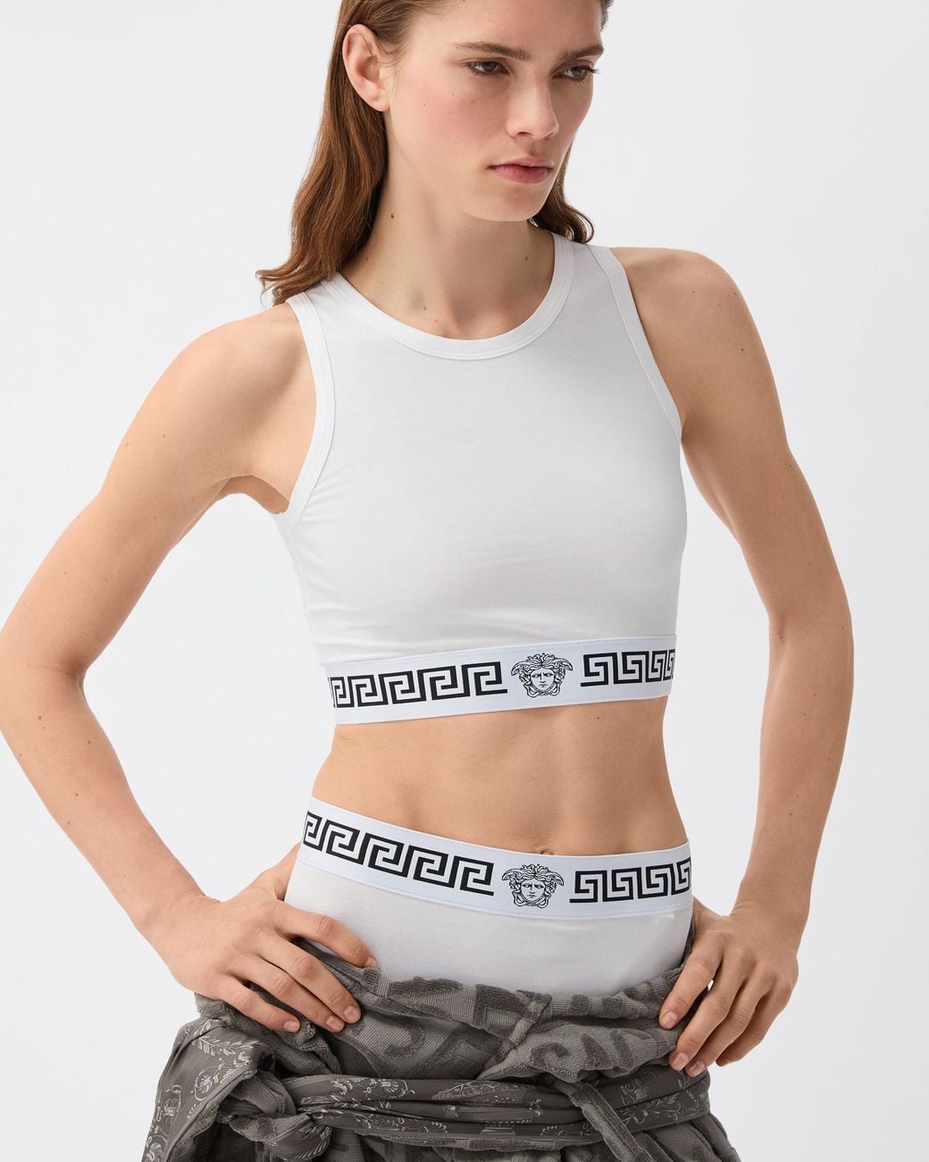 Versace White Cotton-Jersey Crop Top